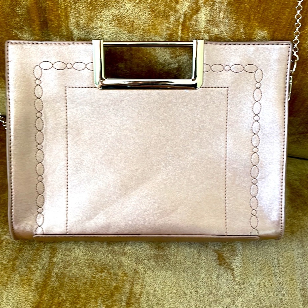 MC est. 1946 Rose Gold Clutch with Gold Accents and Chain - NWOT